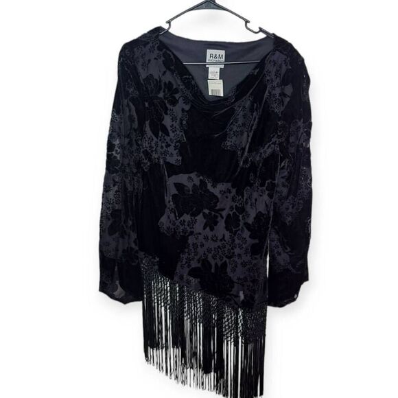 R&M Richards Vintage 90s Women's Deadstock Burnout Fringe Blouse size 14 - Picture 1 of 6